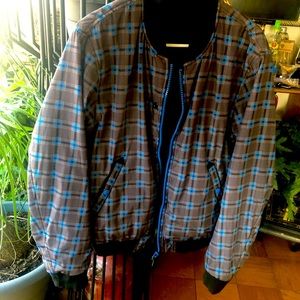 Coach windbreaker dark blue with patterned two way wear. Size large